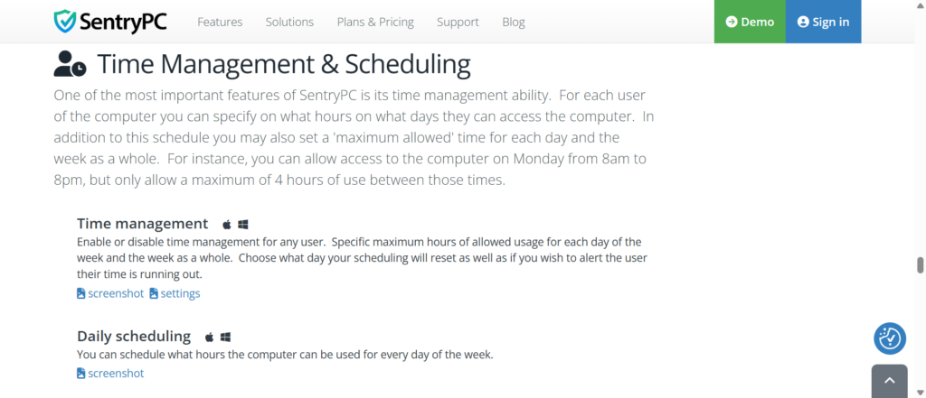Time Management & Scheduling SentryPC